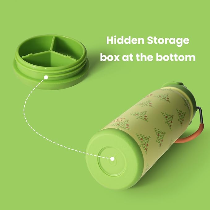 BOTTLE BOTTLE 24oz Insulated Water Bottle Stainless Steel Sport Water Bottle with Straw and Adjustable Lid Daily Pill Organizer