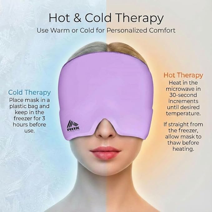 RBX Migraine Relief Cap Hot and Cold Headache Relief Cap Gel Mask, Hangover Headache Relief
