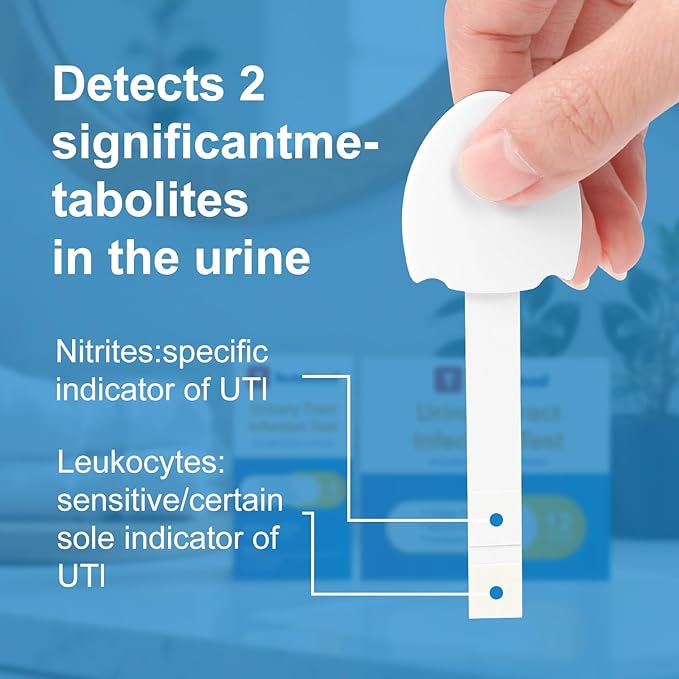 UTI Test Strips for Home Use Detects White Blood Cells and nitrites in Urine 2-Minute Rapid Results Suitable for Women, Men, and Children Urinary Tract Infection Test Strips (12uti)