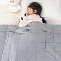 Topblan 7 lb Weighted Blanket, 41" x 60" Heavy Throw Blanket, Breathable Microfiber, Glass Bead Filling for Calming, Grey