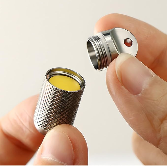 2 Compartments Design Titanium Portable Keychain Pill Holder, Waterproof Pill Box Container Mini Pill Organizer for Travel Purse Pocket