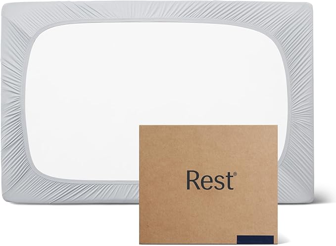 REST® Evercool®+ Fitted Sheet, Twin Size, Light Gray, 13" Deep (up to 15’’), Breathable Bedding for Hot Sleeper and Night Sweats, Bed Sheet with Ionic+ Self-Cleaning Silver Yarn for Sensitive Skin