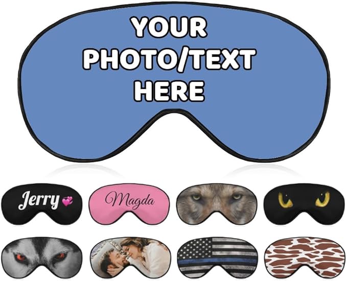 AMAPARK Personalized Sleeping Eye Mask for Wedding Birthday Anniversary Party Design Your Own Sleep Masks Add Photo Text Logo Customized Funny Gift, Carolina Blue