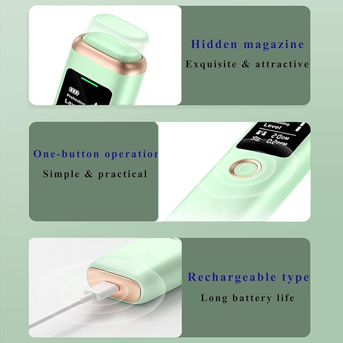 Bad Breath Tester, Smart Breath Odor Detector,Portable Contactless Bad Breath Checker,USB Charging,Display Bad Breath Level/Gas Concentration/Social Distance (Green)