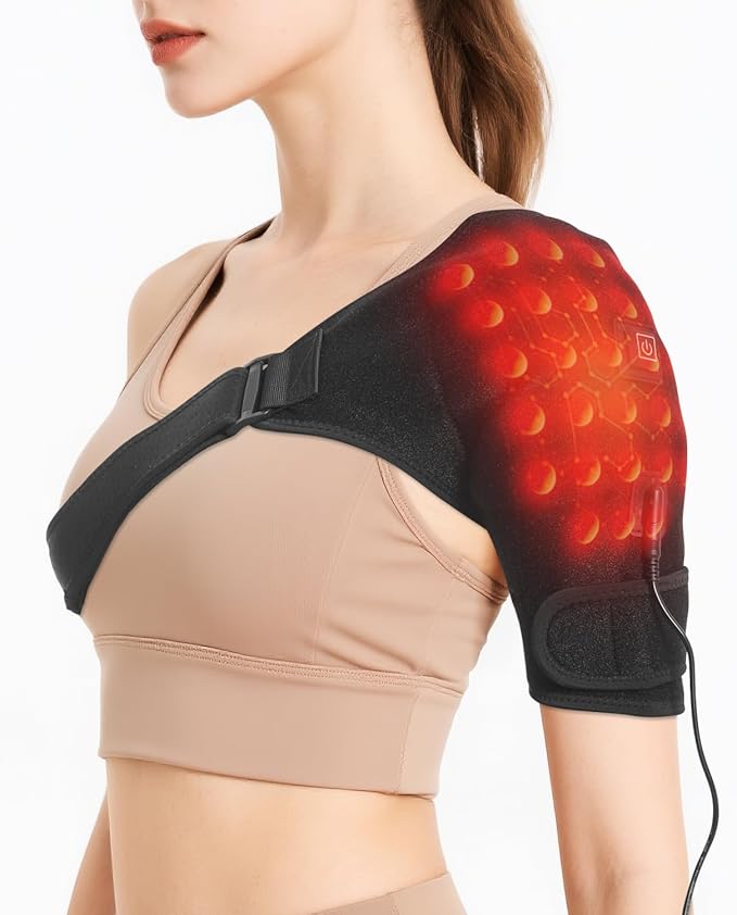 Shoulder Heating Pads for Pain Relief - Jade Stone Heated Shoulder Wrap with 3 Temperature Settings, Ideal for Rotator Cuff, Shoulder Soreness Relief at Home,Office