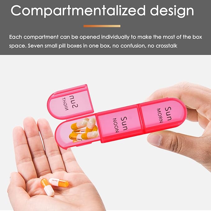 greencycle Weekly Pill Organizer 3 Times a Day,7 Day Pill Box Small Compartments, Portable Daily Medicine Planner Dispenser Case, Home & Travel Pill Container for Vitamins, Fish Oil and Supplements