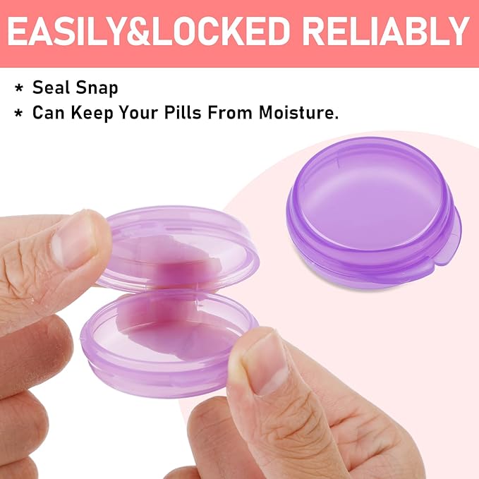 4 Pcs Mini Pill Organizer Small Pill Box Cute Portable Pill Case for Pocket Purse Travel Storage Containers Earplug Case Medicine Dispenser Vitamin Holder(Blue+Pink+Purple+Green)