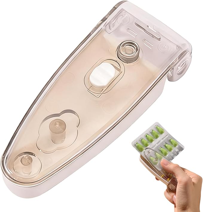 Portable Pill Taker Household Gadgets, 2025 New Travel Pill Popper for Blister Packs Opener Assistance Tool for Elderly (Grey)