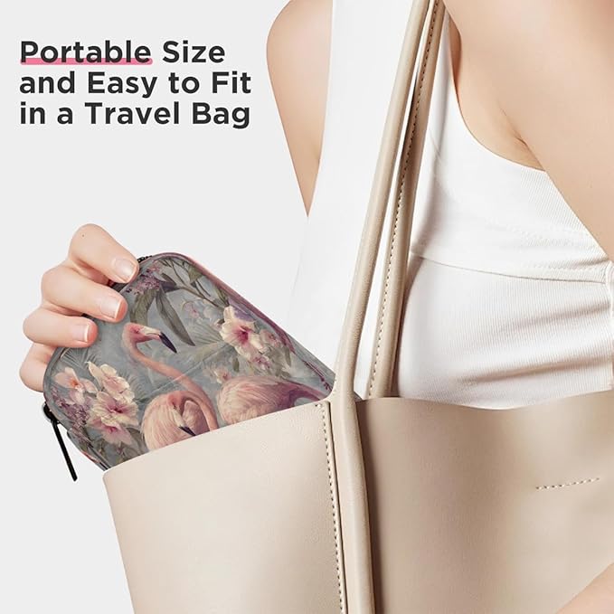 Pink Retro Flamingo Pill Case Travel Pill Organizer Weekly 7 Day Portable with Zipper Medicine Box Pill Case for Vitamins, Birth Control,Fish Oils,Medication, Supplements