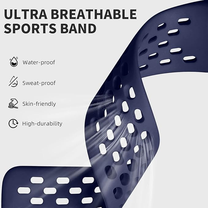 Getino Sport Bands Compatible with Fitbit Charge 5/ Charge 6 for Women Men, Soft Breathable Waterproof Strap Replacement Accessories for Fitbit Charge 5/ Charge 6 Advanced Fitness Tracker, Navy Blue
