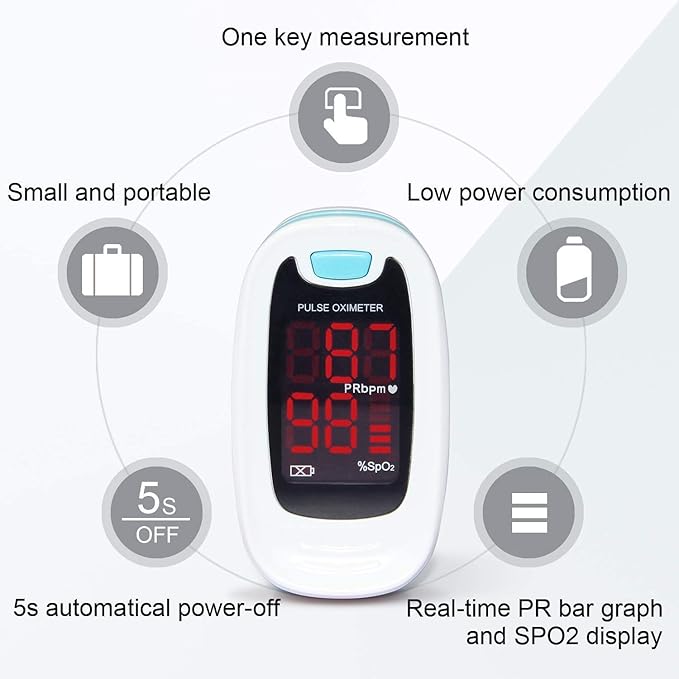 CONTEC LED CMS50M Pulse Oximeter,SpO2 and PR Value Waveform Blood Oxygen, Neck/Wrist Cord