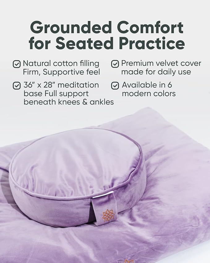 Mindful & Modern Zabuton Meditation Mat - Cotton Filled Yoga and Meditation Pad - Zabuton Meditation Cushion for Kneeling and Sitting Support - Large Rectangular Sitting Floor Pillow for Bench or Zafu