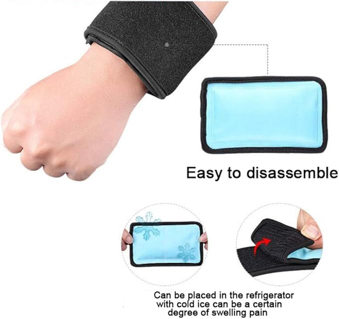 Cold Therapy Gel Pack, Reusable Gel Ice Pack Flexible Cold Compress Pack, Hand Wrist Support Strap Ice Pack for Sports Injuries Recovery and Pain Relief, Arthritis, Wrist Elbow Foot Arch Ankle Sprains
