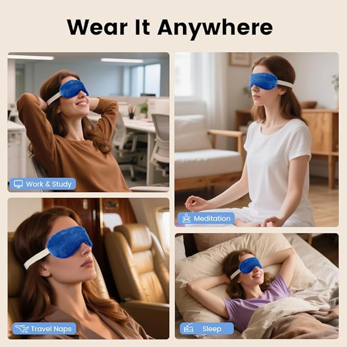 Microwave Heated Eye Mask, Steam Warm Compress for Dry Eyes, Work with Relieve, Blepharitis & Stye Treatment (Blue)