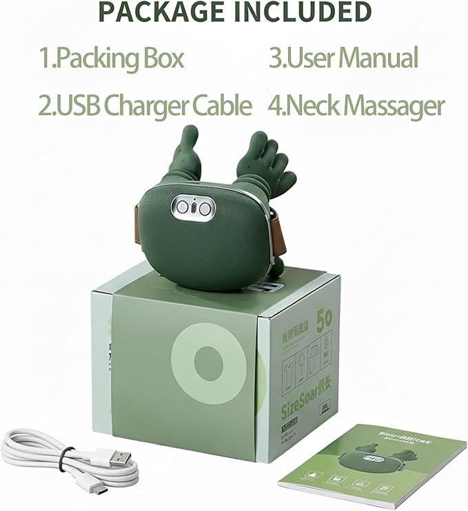 Neck Massager with Heat, Shiatsu Neck and Back Massager with 4D Kneading for Shoulder and Cervical Pain, Relax Muscle Tension, Portable and Rechargeable for Home or Office, Green