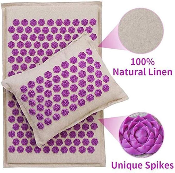 Back Massage Mat With Pillow Set-pain Acupuncture mat Massage Stress Relief Back Neck Acupuncture Can be Use By Both Men and Women