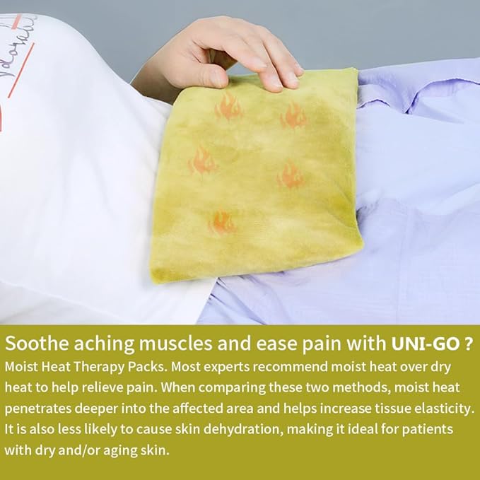 UNI-GO Silica Beads Microwave Heating Pad for Hot Compress and Cold Compress, No Smell, Reusable Microwavable Heating Pad for Back, Neck, Shoulder, Leg, Muscle Ache & Cramps. (Olive Green-6"x12")