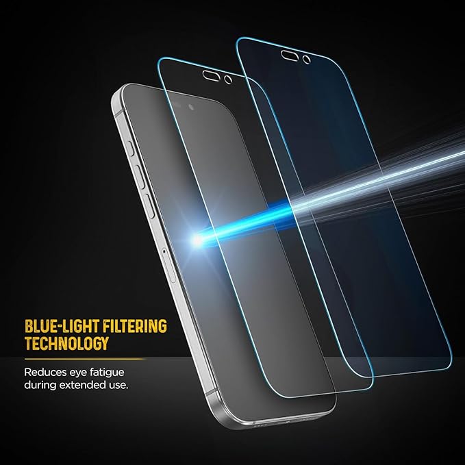 magglass Blue-Light Screen Protector for iPhone 16 - Bluelight Filter Tempered Glass (Easy Applicator Included)
