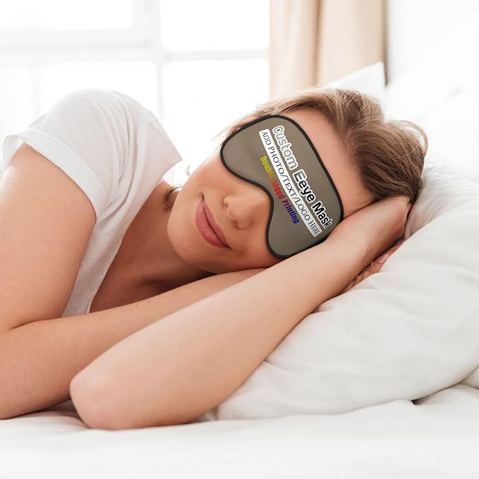 Custom Eye Mask,Add Your Image Text Personalized Sleep Shade Soft Blindfold Eyemask Blackout Eye Cover with Adjustable Strap for Sleep,Travel,Nap Brown Savana
