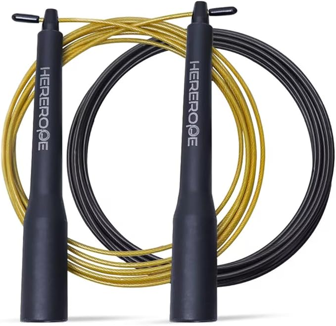 Speed Jump Rope for Men Women, Hererope Speed Rope With Dual Bearing System, 2 Cables, Adjustable Jump Rope for Boxing, CrossFit, HIIT & Strength TrainingDouble Unders, Fitness Workouts Training