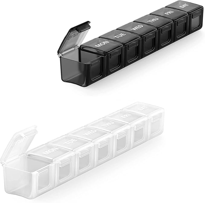 2 Pack Extra Large Pill Organizer, Sukuos Weekly Pill Box, Pill Case, Medicine Organizer for Vitamins, Fish Oils or Supplements
