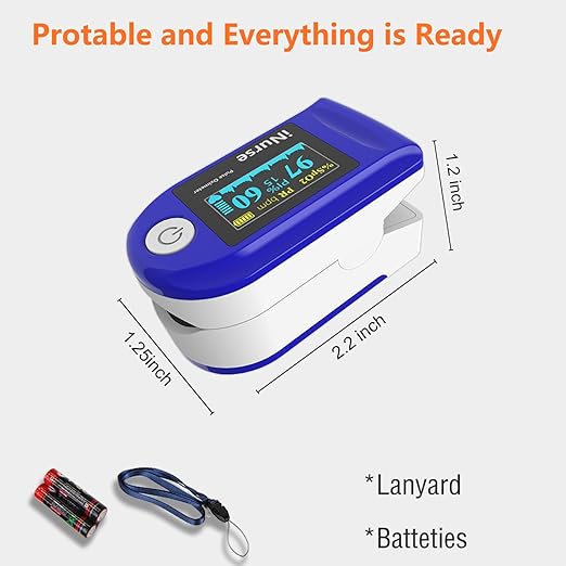 Fingertip Pulse oximeter fingertip with Plethysmograph and Perfusion Index, Portable Blood Oxygen Saturation Monitor for Heart Rate and SpO2 Level, O2 Monitor Finger for Oxygen,Pulse Ox,Oximetro