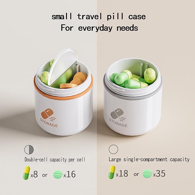 2 Pieces Pill Box Keychain Pill Holder for Purse,Backpack Silicone Seal Pill Organizer Removable Divider Portable Camping Travel Pill Case Medications Container