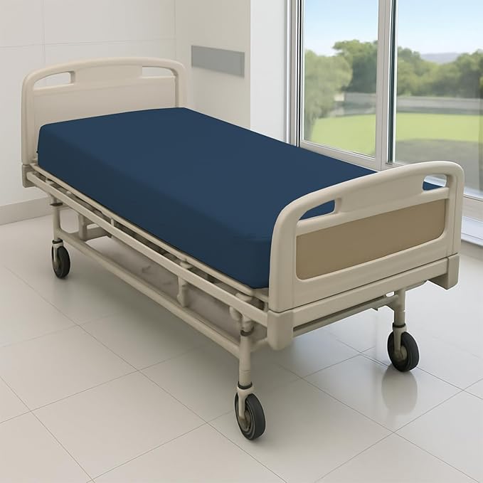 4 Pack Fitted Hospital Bed Sheets - Soft Microfiber Hospital Fitted Sheet - Hospital Bed Fitted Sheets (Medium Blue, 36" x 84" x 12")