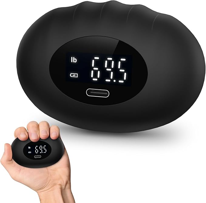 AMIR Hand Grip Strength Tester Trainer, Upgraded Rechargeable Electronic Hand Dynamometer up 395 Lbs (180kg) Forearm - Gripper-Finger Grip Strengthener Exerciser, Stress Balls for Sport Home