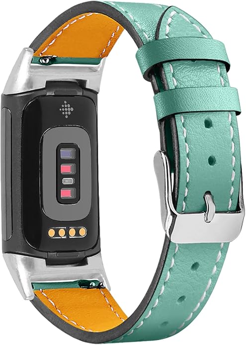 Compatible with Fitbit Charge 5 Leather Bands for Women Men, Feminine Leather Replacement Watch Band Straps Wristbands Bracelet Accessory for Fitbit Charge 5 GPS Tracker