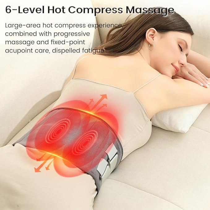 Cordless Heating Pad with Massager for Lower Back Pain Relief, Portable Wearable Wrap 5 Vibration & 3 Heat Levels for Period Cramps Relief, Gifts for Women Men Mom Dad Home Office Use(39.76x8.27in)