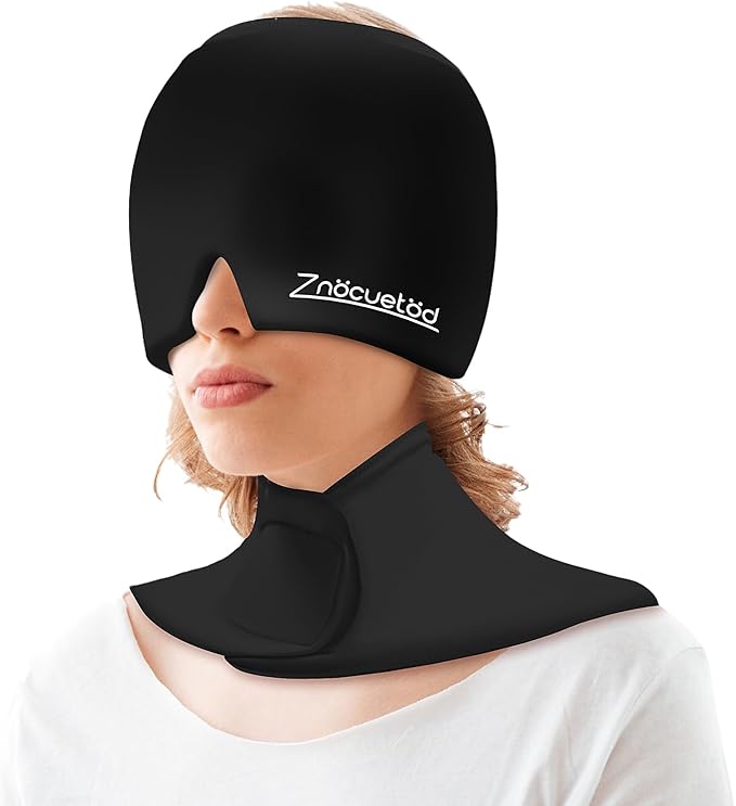 Migraine Relief Cap and Neck Ice Pack Wrap Gel Set, Upgrade Headache Hangover Cold Cap and Cervical Ice Packs Compress Relief for Head Neck Pain, Stress, Swelling, Office Pressure Gift for Women Men