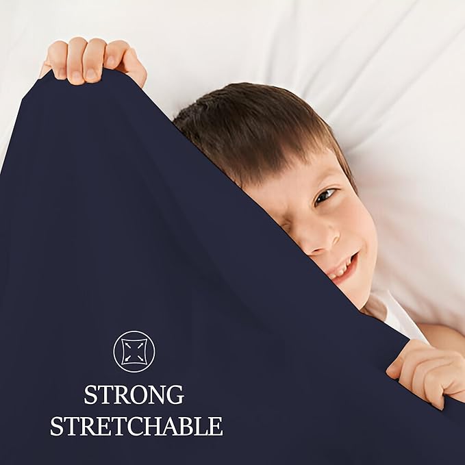 Sensory Bed Sheet for Deep Pressure Therapy – Spandex Bed Sheet – Sensory Compression Blanket for ADHD, Autism – Breathable & Hypoallergenic, Navy, Queen Size