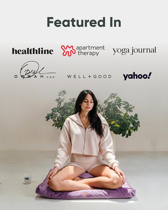 Mindful & Modern Zabuton Meditation Mat - Cotton Filled Yoga and Meditation Pad - Zabuton Meditation Cushion for Kneeling and Sitting Support - Large Rectangular Sitting Floor Pillow for Bench or Zafu