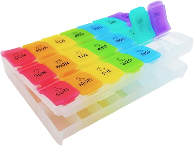 Extra Large Weekly Pill Organizer 8 Day x 7 Compartments per Day dust-Proof Design Pill Box Pill Cases by Week, Pill Dispenser Container to Hold Vitamins Fish Oil (21 Days, 3 Weeks)