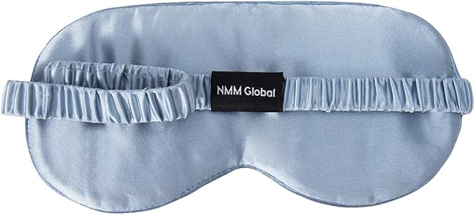 Mulberry Natural Silk Sleep Mask for Women & Men with Elastic Strap, Super Soft Sleeping Eye Mask, Size M, (Blue)