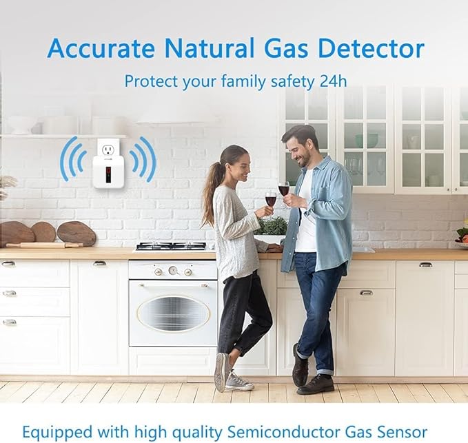 Gas Leak Detector, Natural Gas Alarm for Home & RV, Plug-in Propane Detector Monitor with Audible & Visual Alarm, AC 110V-240V, White Color,3-Pack