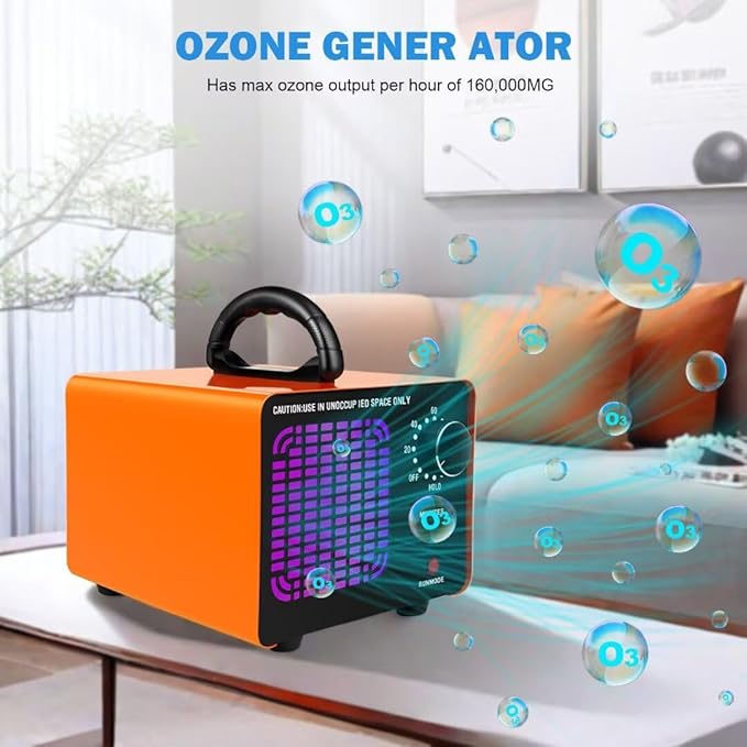 Ozone Generator 160,000mg/h, Ozone Machine Odor Removal Ozone Odor Eliminator Ozonator Air Ionizer Deodorizer for Home/Car/Smoke/Pet Odor
