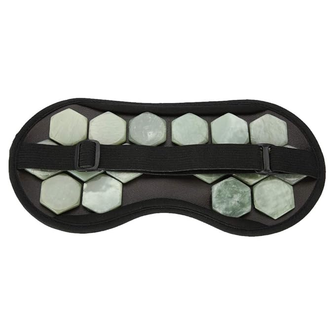 Megnetic Sleeping Eye Mask, Soft Adjustable Jade Stones Eye Masks Magnet Therapy Eyeshade Eye Cover Masks for Sleeping Travel Naps, Home, Hotel(Green)
