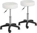SUPER DEAL Adjustable Height Hydraulic Rolling Swivel Stool Tattoo Facial Massage Spa Salon Medical Stool,Set of 2,White