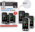 4-in-1 CO Detector & Natural Gas Leak Detector Alarm, Plug-in Carbon Monoxide Detectors with Battery Backup, Digital Display, Temp & Humidity, Portable for Home, Kitchen, RV (4 Pack)