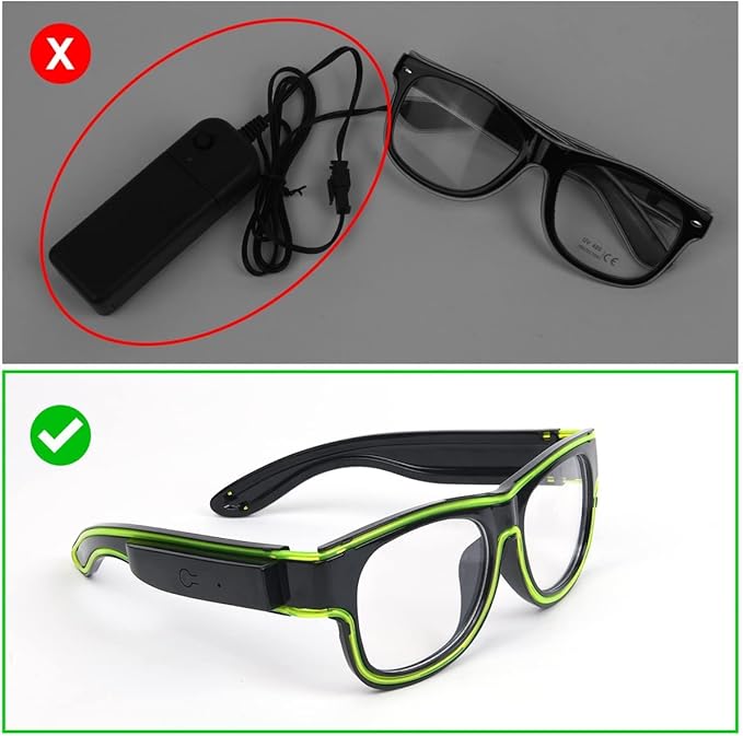 Ainiv Wireless Light Up Glasses 3 Modes LED Luminous Glasses Glow in the Dark for Parties, DJ, EDM, Halloween, Christmas
