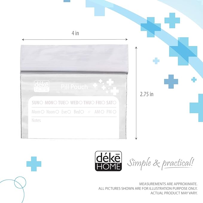 Deke Home - 500 Pack Clear Resealable Pill Bags (4x2.75 in), Travel Medicine Pouches with Write-On Label, BPA-Free Disposable Pill Organizer for Medications, Vitamins & Supplements