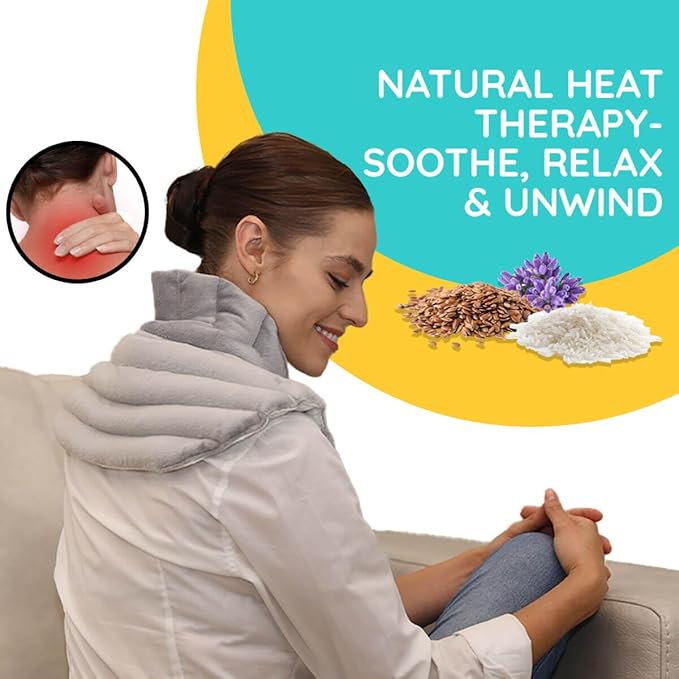 Heating Pad Solutions - Microwavable Neck and Shoulder Relaxer - Portable Upper Back Heating Pad - Reusable Hot Pack - 2 XL Packs - Lavender Aroma