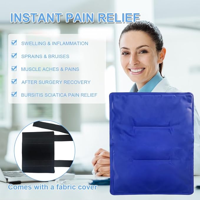 Gel Soft Flexible Ice Packs for Injuries - Reusable Freezer Cold Pack, Hot Cold Compress Therapy Cooling Gel Pad Wrap for Shoulder, Hip, Knee, Back, Leg, Injury, Swelling, Bruises, Surgery - 11" x 14"