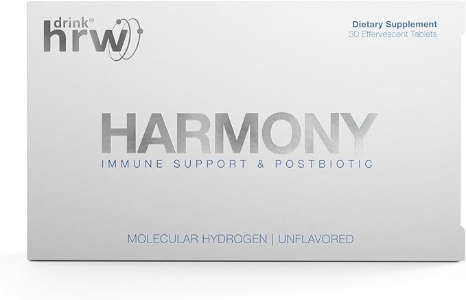 DRINK HRW Harmony Molecular Hydrogen Water Tablets: ImmunoLP20 Magnesium for Energy Boost, Mental Focus, Stress Support, Daily Antioxidant Health Supplement (Unflavored, 30 Count)