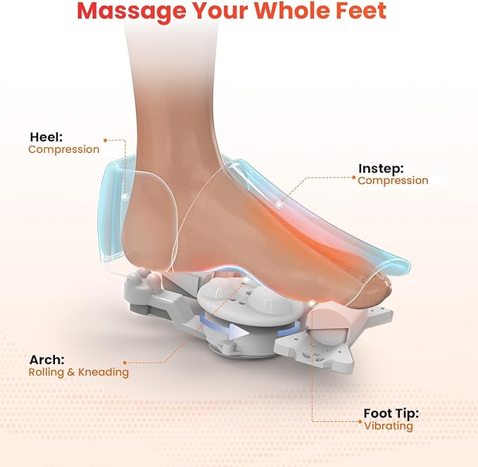 FSA Eligible Foot Massager for Neuropathy, HSA Store Feet Massager with Heat, Vibration & Compression, Deep Kneading for Tired Feet, Birthday Gifts for Women Men（Black）