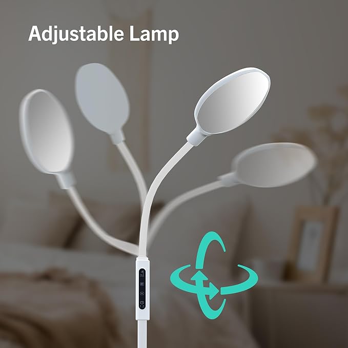 PRIMETEK Light Lamp, Dual Control with Remote & Touch Screen, 10000LUX, Adjustable Neck, Multi-Purpose, Portable, LED Light Technology, 5 Color Temperatures & 10 Brightness Levels, UV-Free