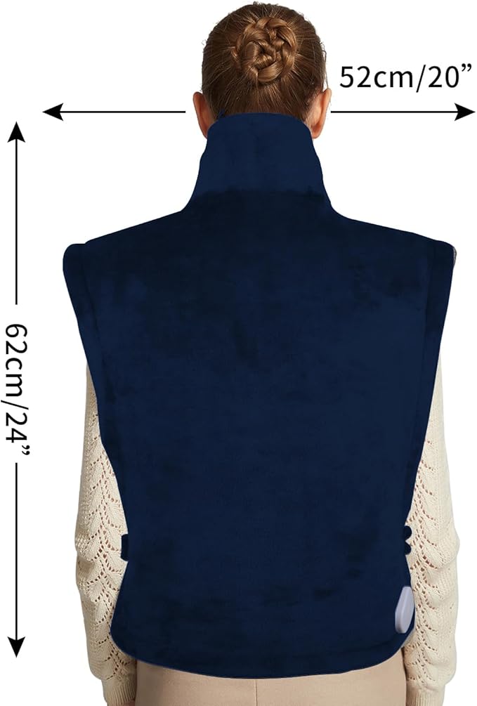 26" x 35" Flannel Neck&Shoulder&Back Heating Pad with 12 Temperature Settings&Countdown timer, Pain Relief for Back/Neck/Shoulders/Menstrual Pain, Christmas Gifts for Women Men Mom Dad(Navy Blue)