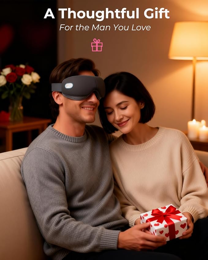 SKG Heated Eye Massager, Portable Eye Mask for Relax & Eye Strain Relief, Bluetooth Massaging Eye Massager Ideal Mother's Day/Birthday Gift for Mom, Dad, Women, Men